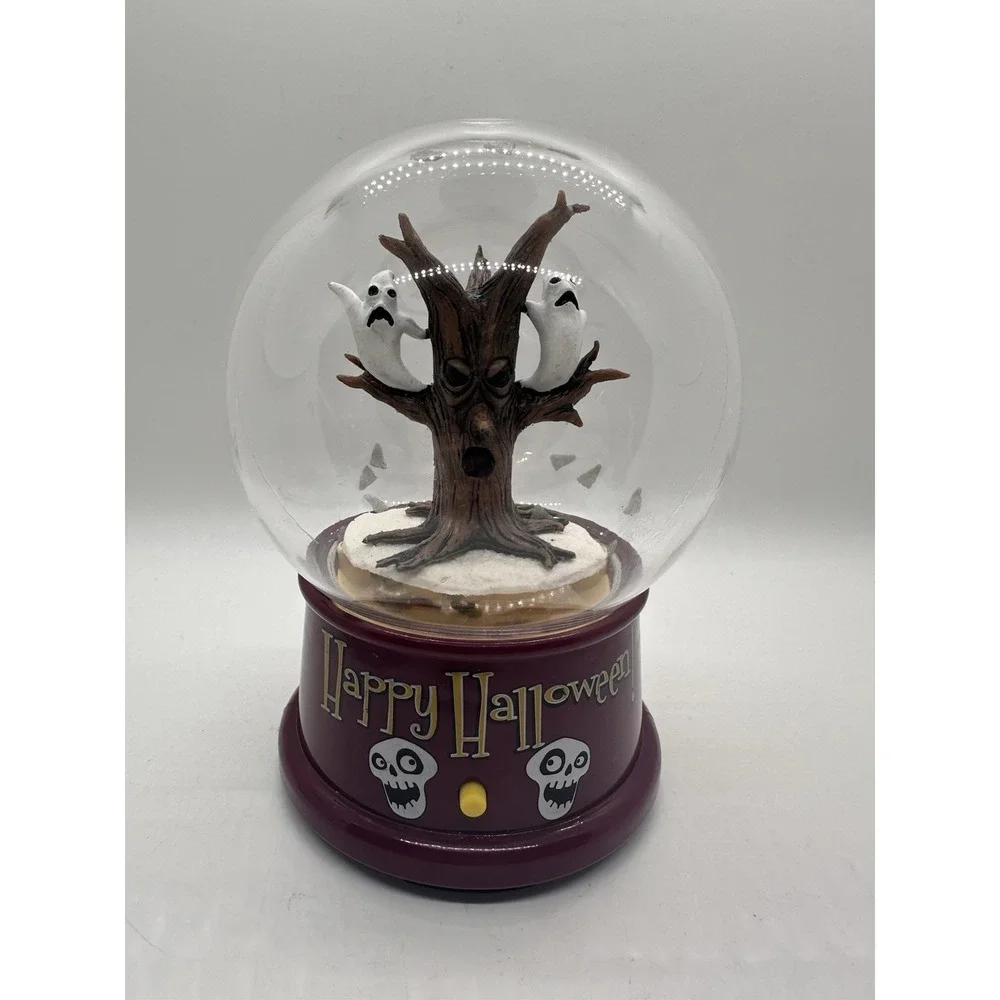 Gemmy Halloween Spooky Tree Ghost Tornado Talking Snow Globe Tested Working‎